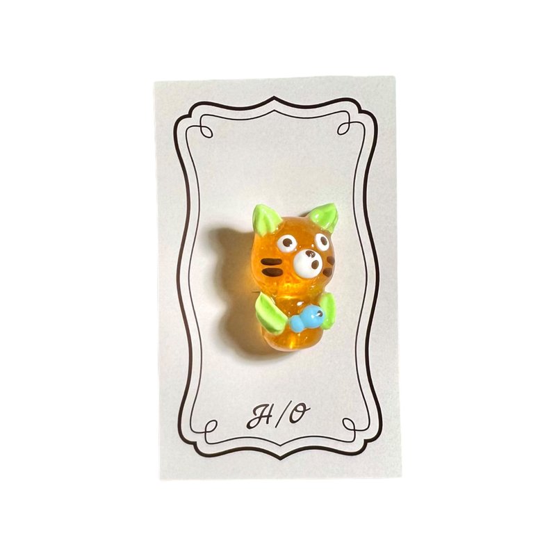 Cat jelly brooch - เข็มกลัด - เรซิน สีส้ม