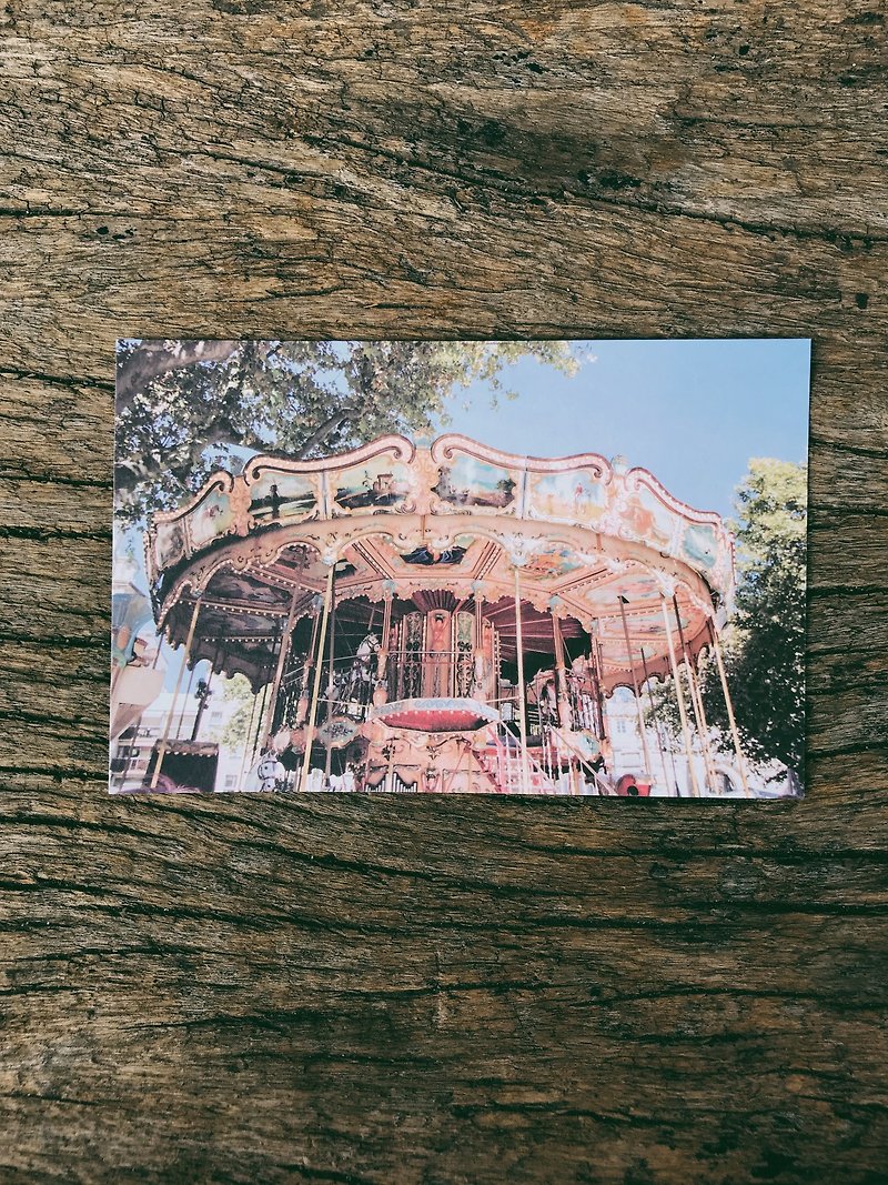 Scenery of the world. Carousel of Avignon Photography Postcard Green Island - Cards & Postcards - Paper 