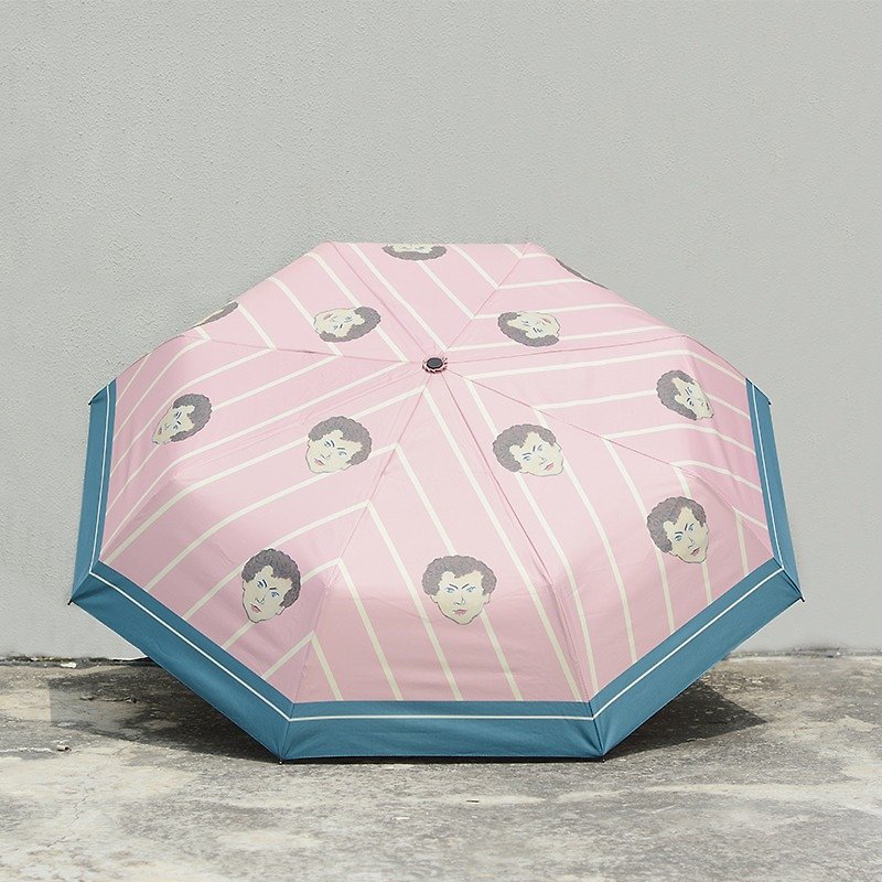 NoMatch retro illustration pink stripes boy sun protection umbrella - Umbrellas & Rain Gear - Waterproof Material Pink
