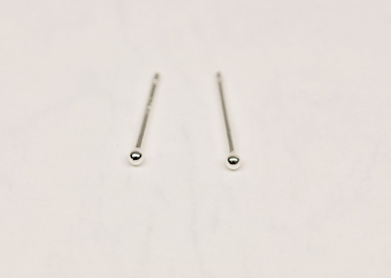 Ermao Silver[1.5 mm simple sterling silver small Silver ball earrings] a pair - Earrings & Clip-ons - Silver Silver