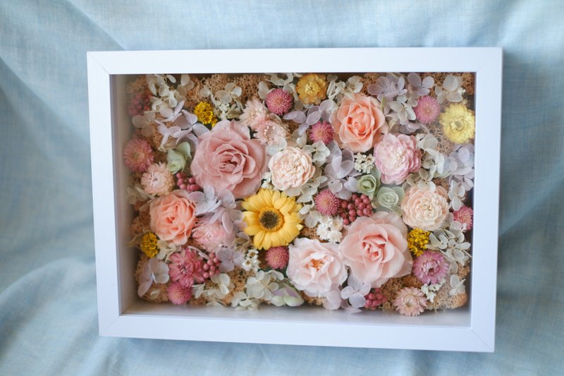 客製專屬訂單- 粉橘黃不凋花x乾燥花盒 For dear Fiona Chou - 乾燥花/永生花 - 植物．花 粉紅色