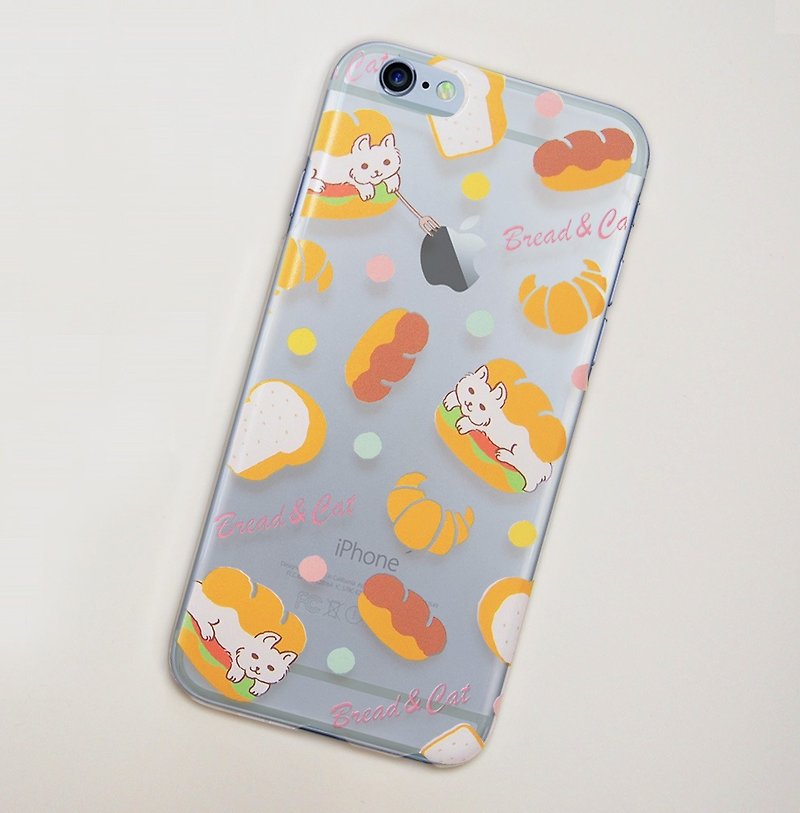 【Clear iPhonePlus case】Bread & Cat - Phone Cases - Plastic Transparent