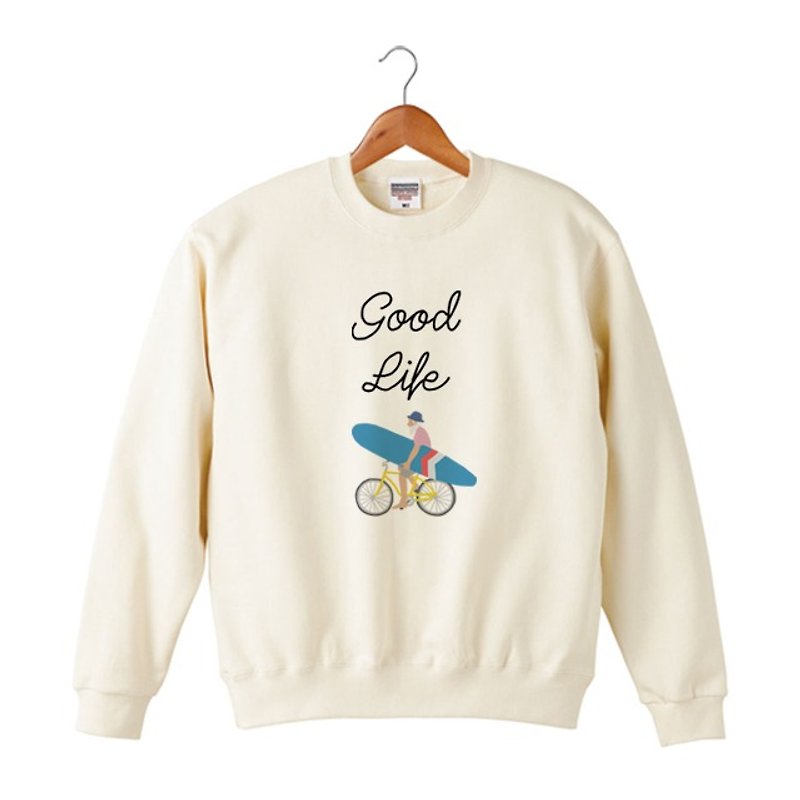 Good Life #1 Sweat - เสื้อฮู้ด - ผ้าฝ้าย/ผ้าลินิน ขาว