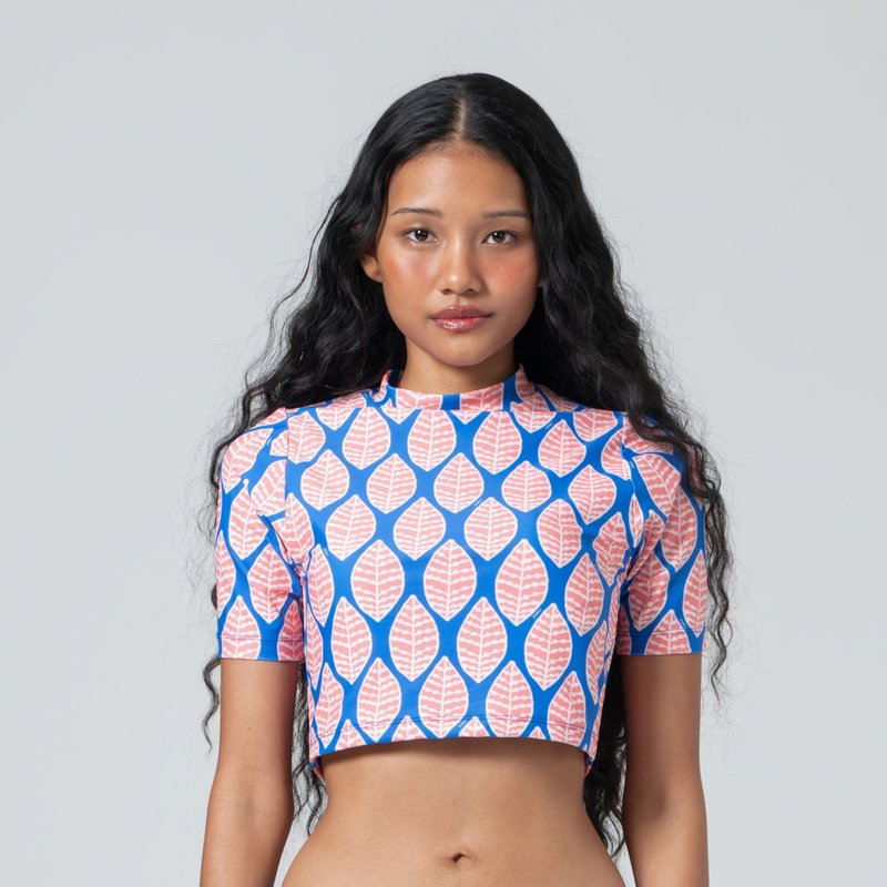 PINK FOLIAGE CROPPED TEE - 女泳衣/比基尼 - 其他材質 