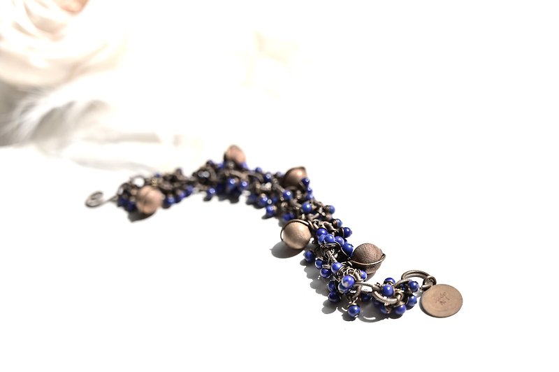 Lapis Lazuli~Natural Stone~ Bracelet~Natural Brass - Bracelets - Gemstone Blue