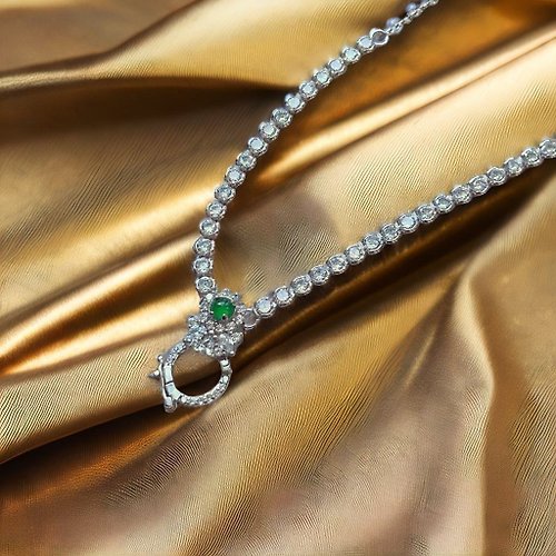 瓔珞珠寶盒 E.L.Jewelry Box 冰綠翡翠蛋面925純銀鑲嵌項鍊 | 天然玉翡翠A貨