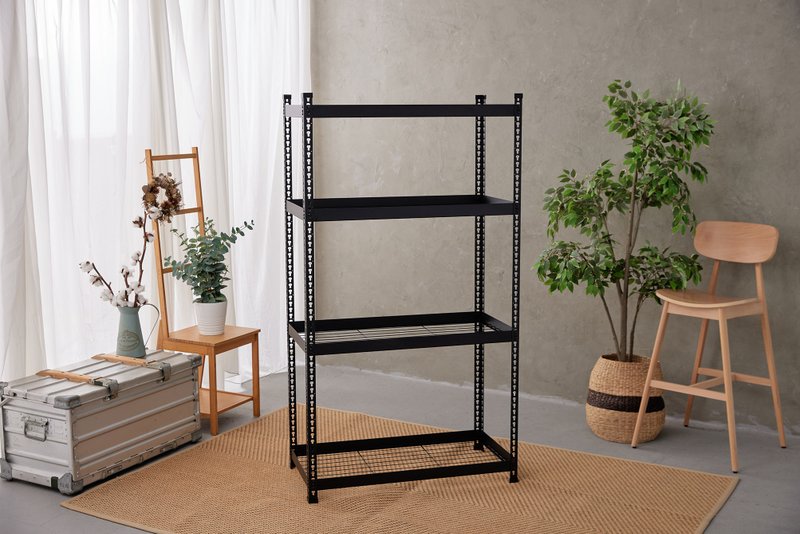 Made in Taiwan/Umi/angle steel/layer frame/four-layer screw-free angle steel frame 1836 four-layer medium-sized mesh - เฟอร์นิเจอร์อื่น ๆ - วัสดุอื่นๆ สีดำ