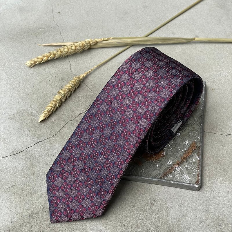 Retro window grille blue and red tie - the light reflected by the sun shining on the glass is as beautiful as a kaleidoscope - Ties & Tie Clips - Other Man-Made Fibers Purple