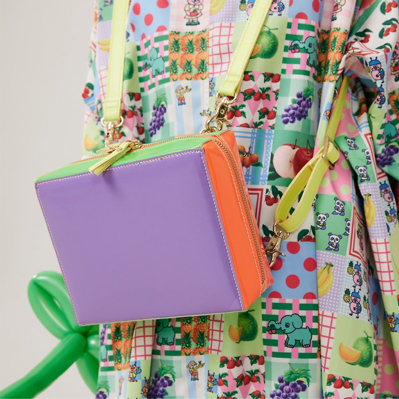 Fluorescent Color Bags Contrast Color Matching Girls Small Square Bag Backpack Shoulder Bag