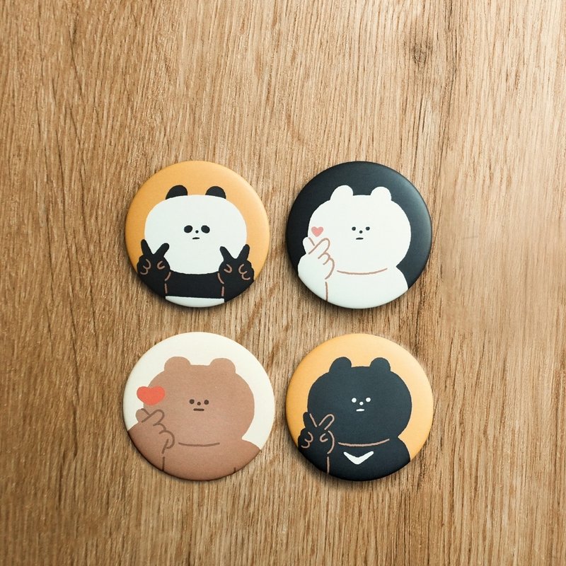 Say Yeah 胸章44mm - 白熊 / 黑熊 / 貓熊 / 棕熊Shadow - 徽章/別針 - 其他金屬 黃色