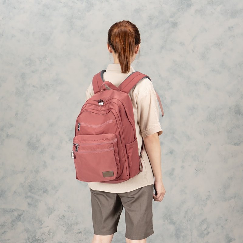 Backpack-Fenglu Double Zipper Waterproof Backpack-6003-27-Multi-color optional - กระเป๋าเป้สะพายหลัง - ไนลอน สีแดง