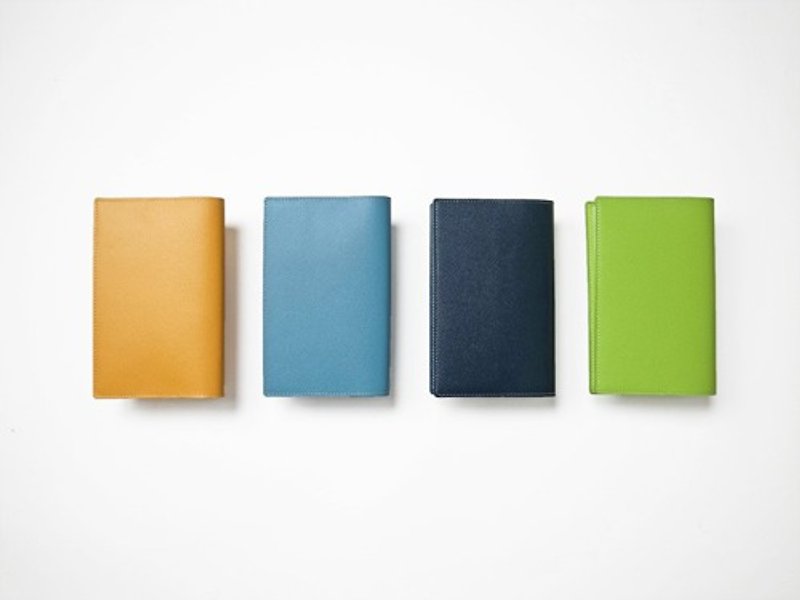 New book size German cowhide book cover ・Yellow, light blue, navy, light green - Notebooks & Journals - Genuine Leather Blue