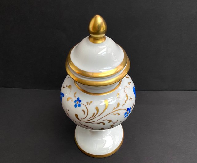 ヴィンテージ磁器花瓶ミニチュア壺蓋付きフランス 1960