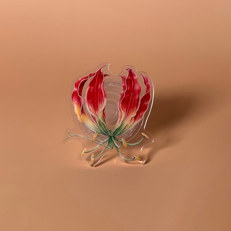 flower griptok / phonegrip / popsockets - flame lily - 手機配件 - 塑膠 紅色