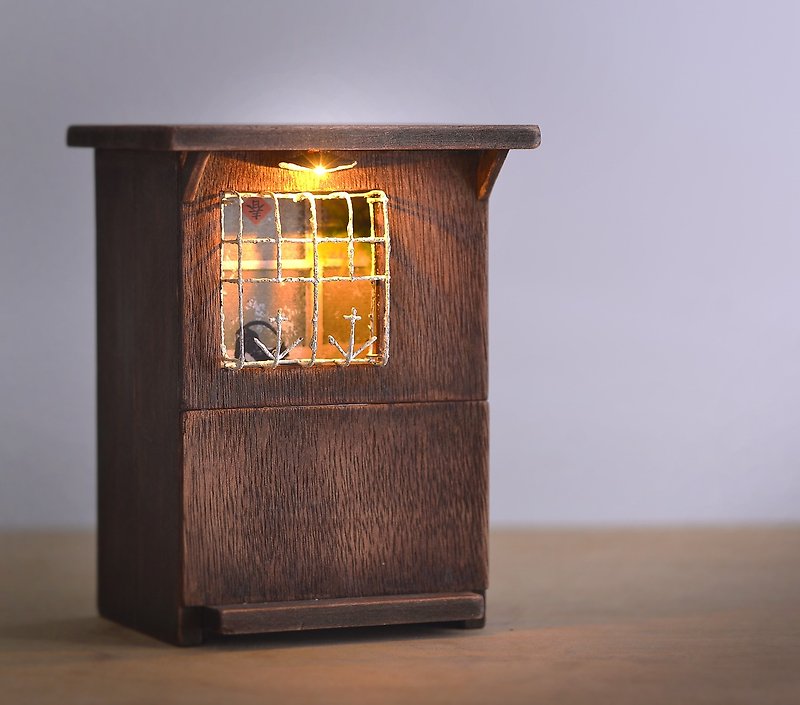 Old house drawer night light - Items for Display - Wood Brown