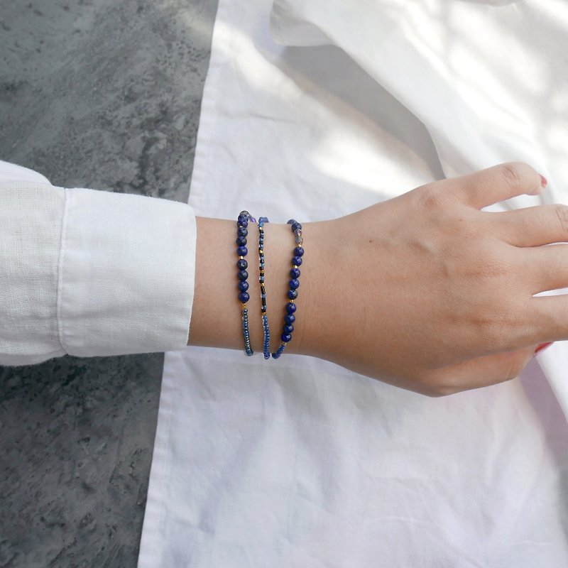 September lapis lazuli/birthstone Morse code blessing bracelet/customization/birthday/best friend bridesmaid anniversary - Bracelets - Semi-Precious Stones Blue