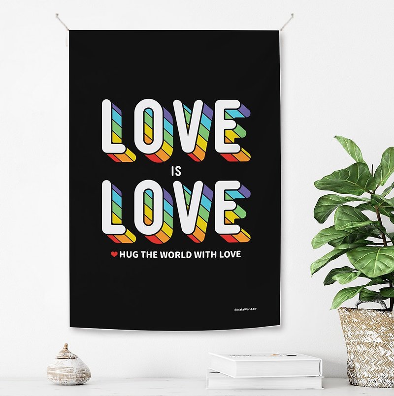 Make World Hanging Cloth (Rainbow-LOVE is LOVE/Black) - Doorway Curtains & Door Signs - Polyester 