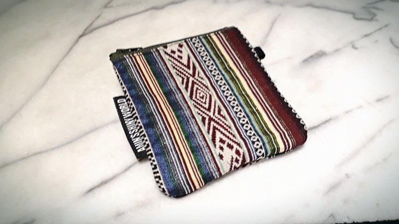 AMIN'S SHINY WORLD hand-made ethnic style weaving small change bag h - กระเป๋าใส่เหรียญ - ผ้าฝ้าย/ผ้าลินิน หลากหลายสี