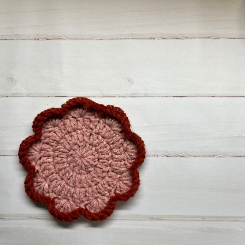 Woven Coasters Crocheted Coasters Wool Coasters Flower Coasters - ที่รองแก้ว - ผ้าฝ้าย/ผ้าลินิน สึชมพู