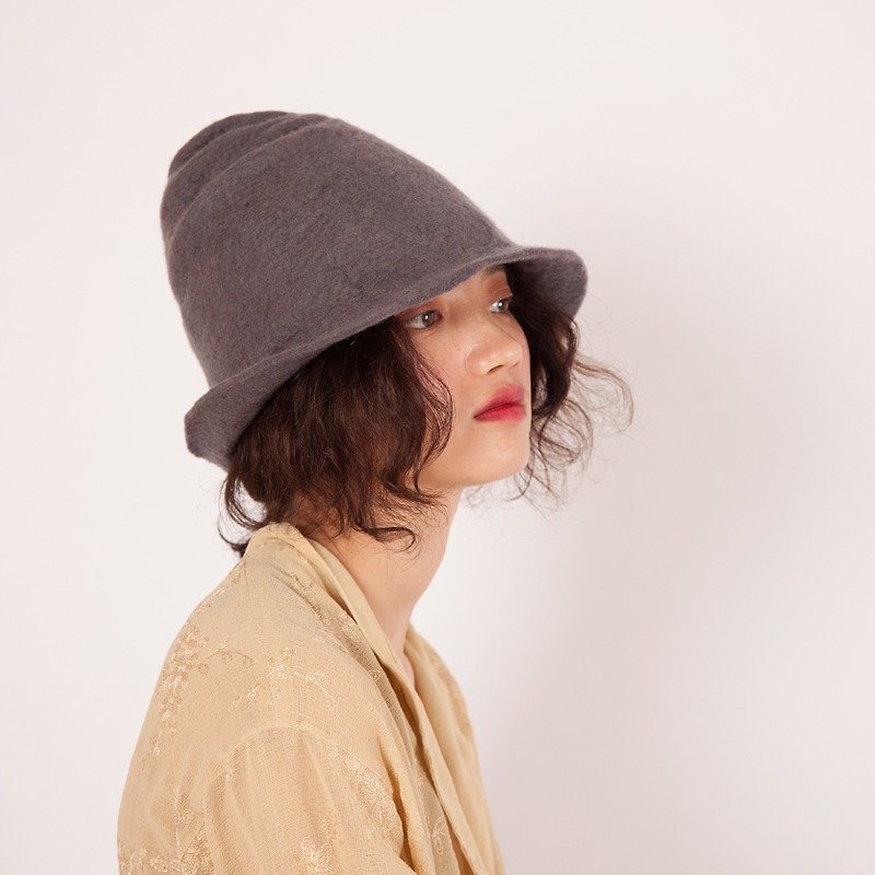Ke Ren original basic autumn and winter hat unisex hand-made hat warm pure wool felt foldable retro trend - หมวก - ขนแกะ 