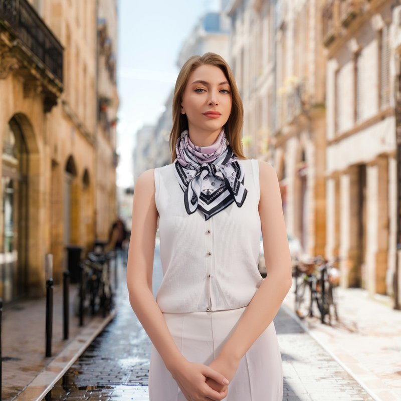 左岸花園大方巾絲巾90厘米 Jardin Des Fontaines - 絲巾 - 聚酯纖維 粉紅色