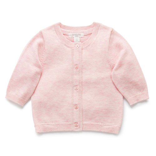 Purebaby有機棉 澳洲Purebaby有機棉嬰兒針織外套-新生兒必備款6-12M 粉紅