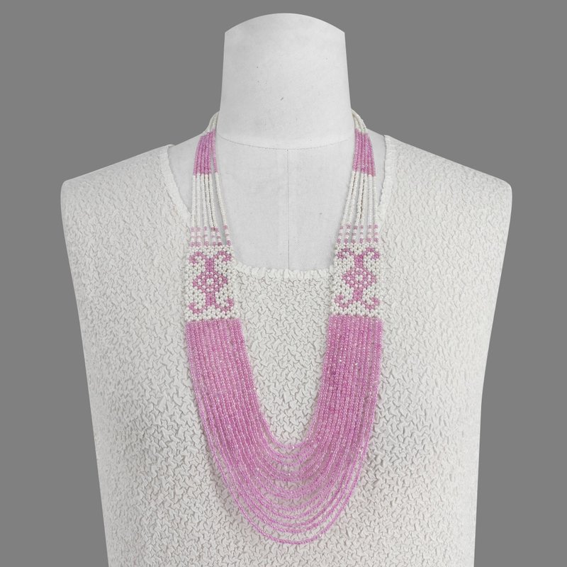 民俗圖騰珠串項鍊(中長款) - 長項鍊 - 其他人造纖維 多色