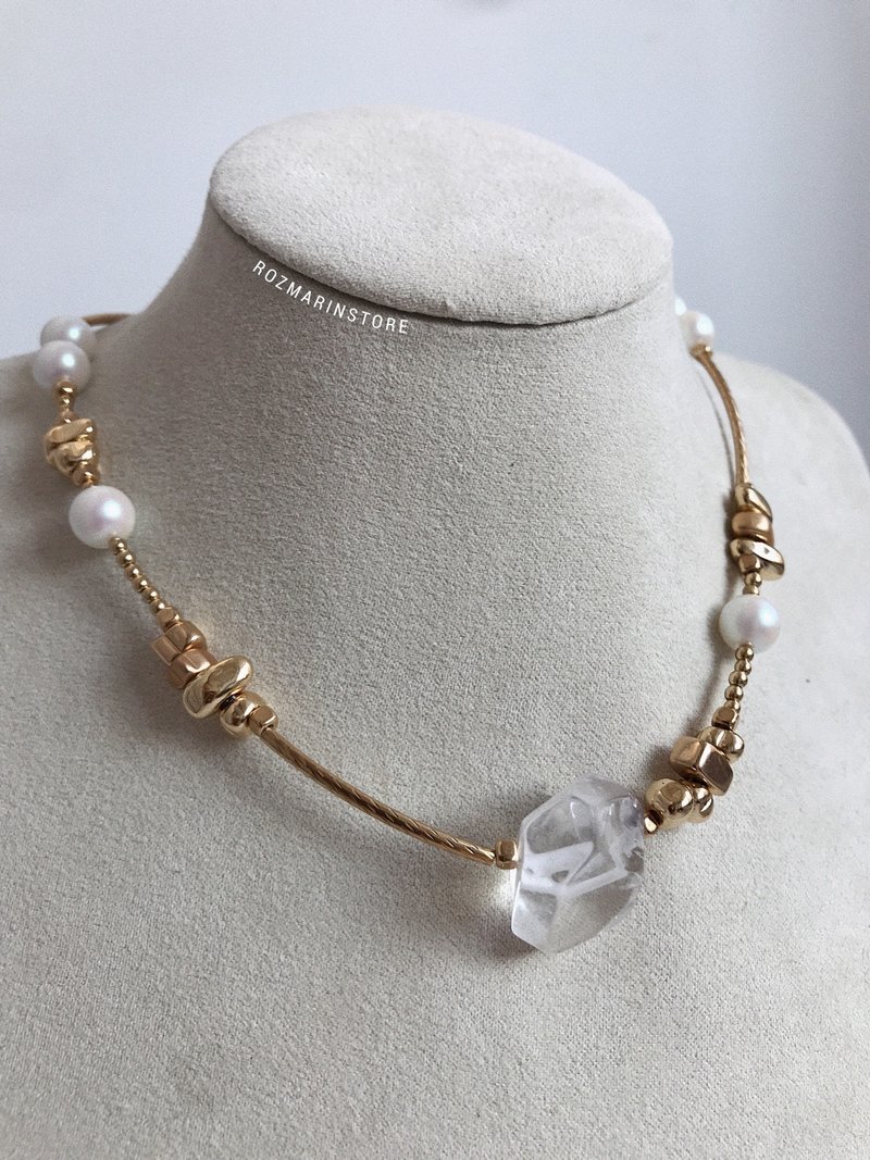 Beaded Necklace, Pearl Necklace, Boho Necklace, Women Jewelry, Beaded Choker - 項鍊 - 不鏽鋼 金色
