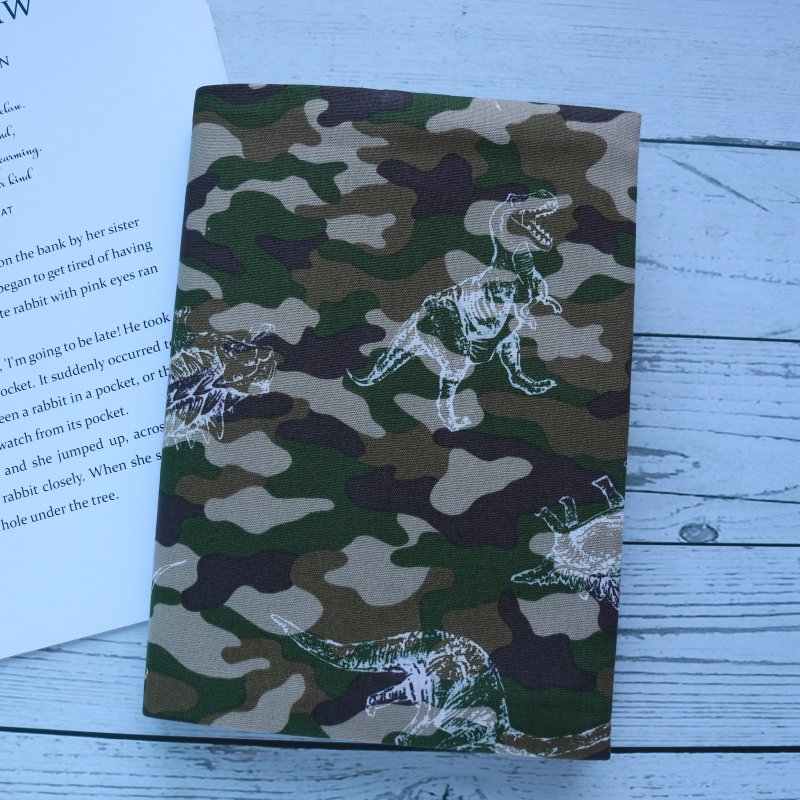 [Camouflage Dinosaur] Book Cover Book Cover Book Cover Cloth Book Cover Handmade Book Cover - ปกหนังสือ - ผ้าฝ้าย/ผ้าลินิน 