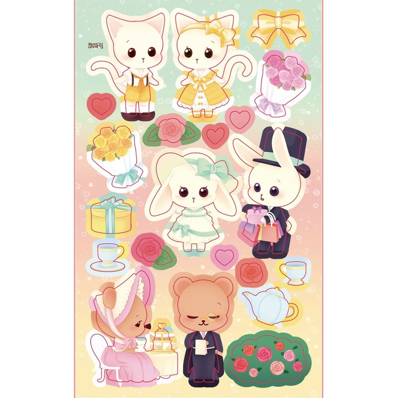 pastel animal Romantic - cute seal sticker (haeparine) - 貼紙 - 紙 多色