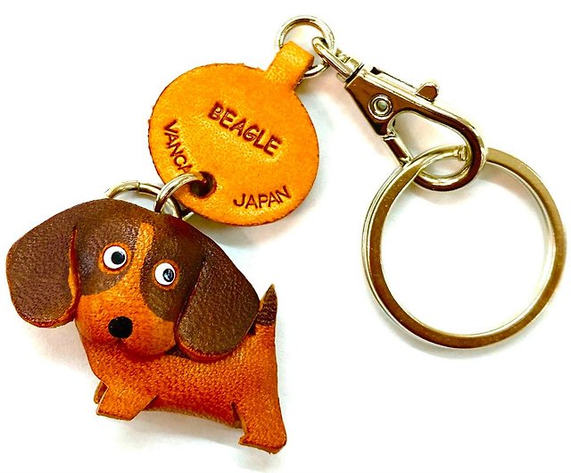  Beagle Leather Plate Dog Keychain VANCA CRAFT