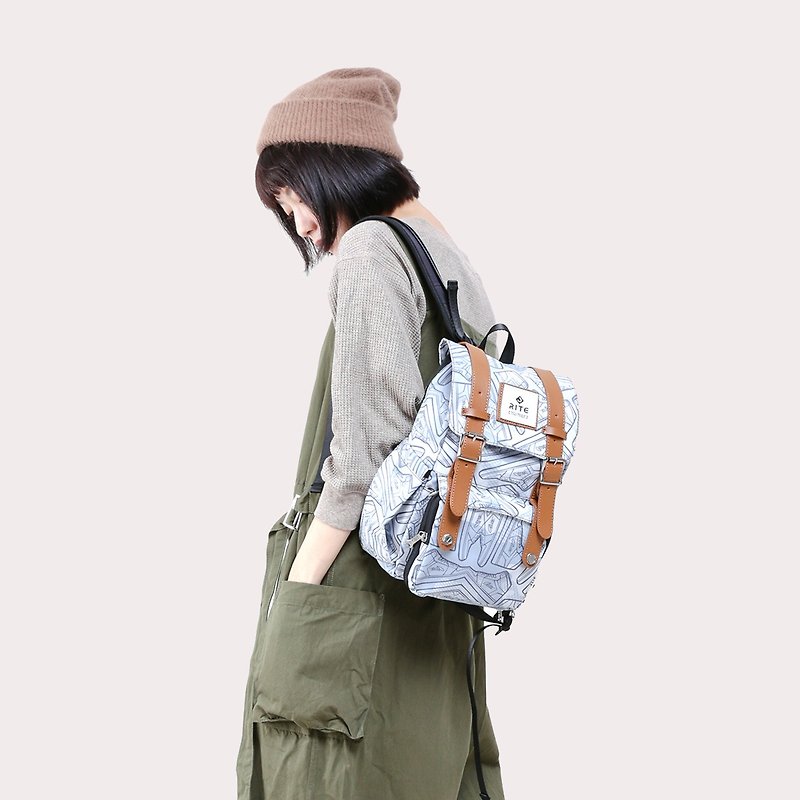 【雙生系列】2018 進階版 - 旅人背包(小)-迷彩淺 - 後背包/書包 - 防水材質 灰色