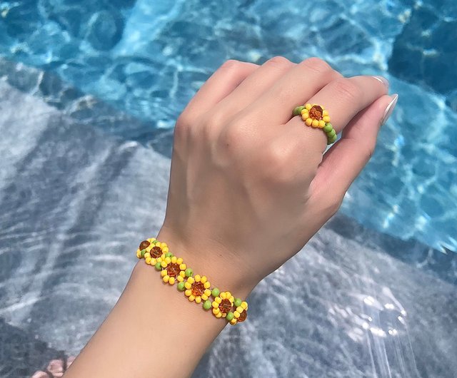 花ハンドメイド-ひまわりビーズシリーズ/ひまわりブレスレット