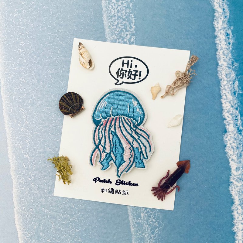 刺繡貼紙-水母 - 貼紙 - 繡線 多色