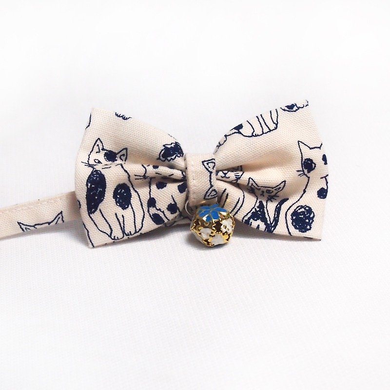 猫大コレクション弓ペット装飾襟猫小型犬ミニ犬 - 首輪・リード - コットン・麻 ホワイト