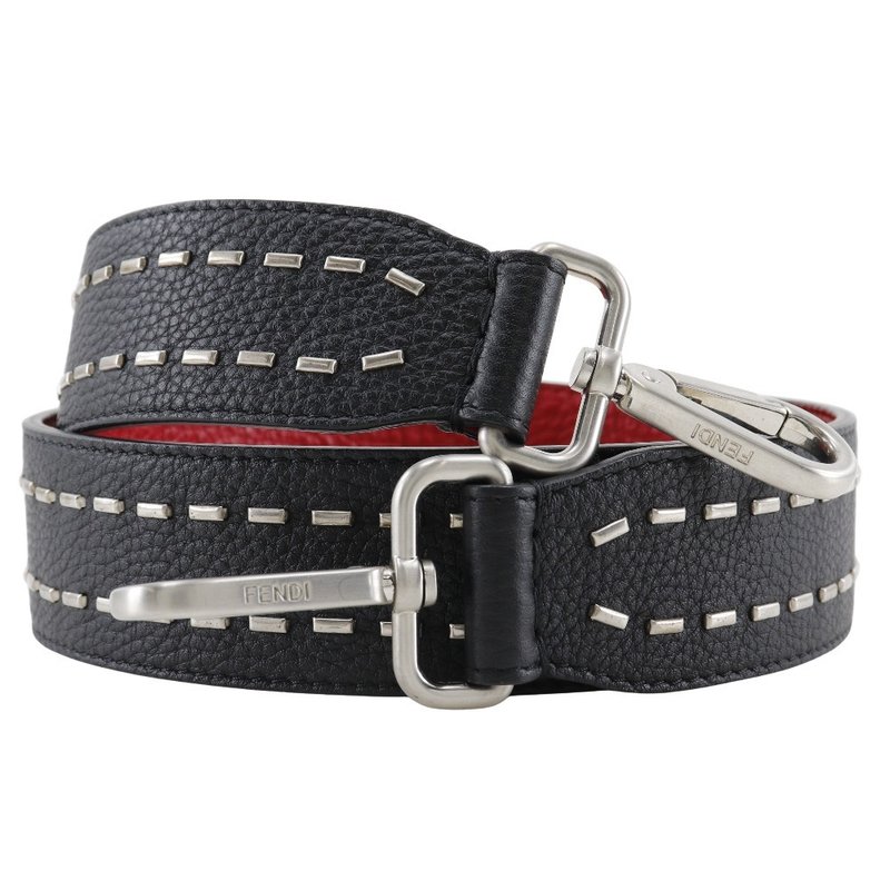 【日本直送】フェンディ FENDI セレリア ショルダーストラップ スタッズ レザー 黒/赤 ユニセックス【中古】 - 其他 - 真皮 黑色