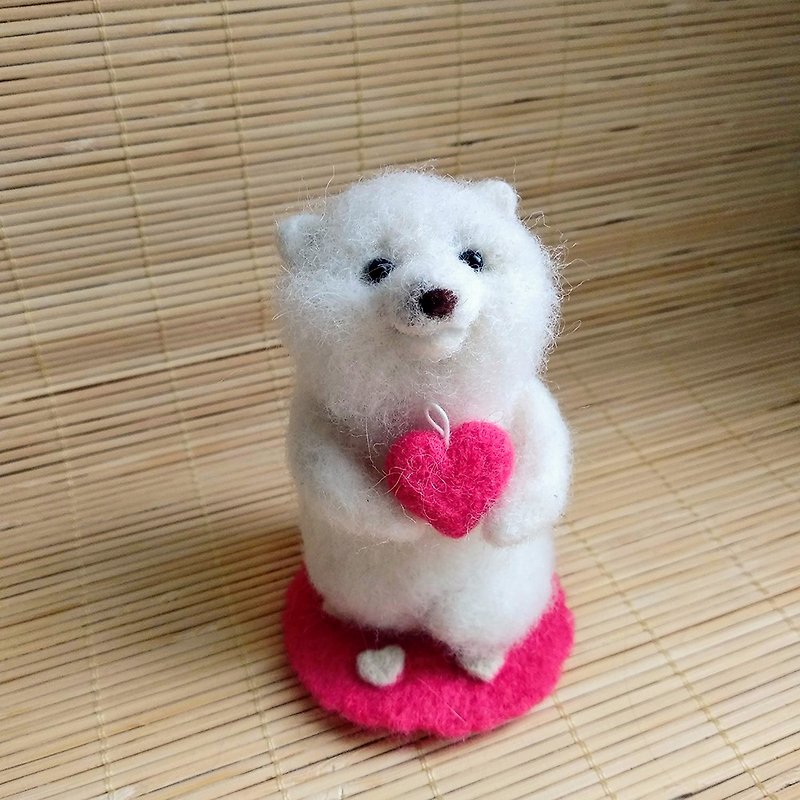 Wool Stuffed Dolls & Figurines White - Handmade interior toy. Samoyed dog decorative.Cute gift for Samoyed lover.