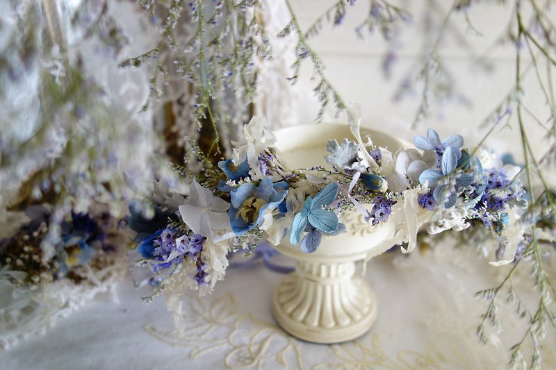 Wedding floral decoration series ~ romantic blue and purple wreath - เครื่องประดับผม - พืช/ดอกไม้ สีน้ำเงิน