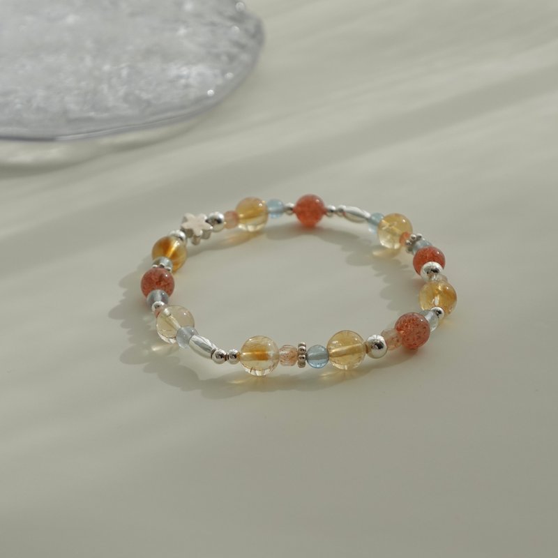 orange soda/citrine gold Stone aquamarine/customized crystal bracelet - สร้อยข้อมือ - คริสตัล สีส้ม