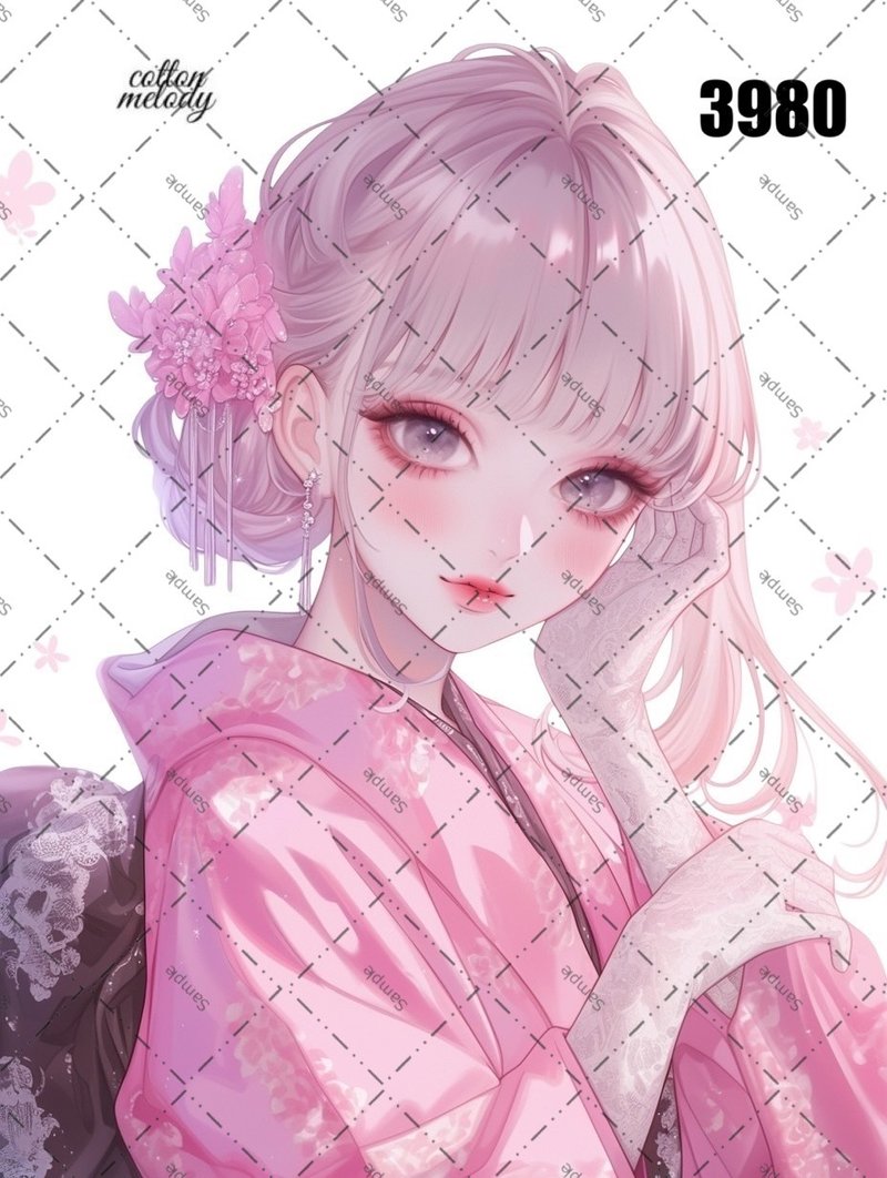 original sticker no.3980 人物ステッカー オリジナルステッカー オリジナル人物ステッカー 装飾ステッカー cotton melody - 貼紙 - 紙 