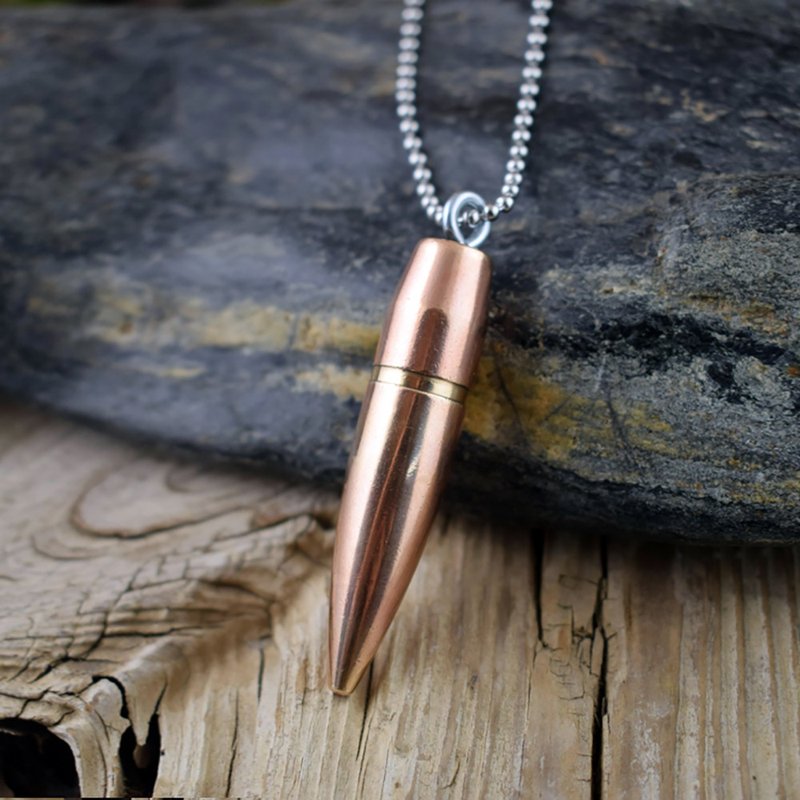 Bullet Designs BMG Bullet Necklace / Metallic Vintage Style Trendy Quality Personalized Streetwear Necklace - Necklaces - Other Metals 