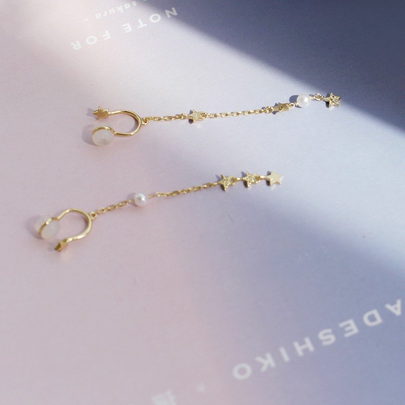 MissQueeny Xingqing / natural pearl earrings sterling silver ear wire earrings ear clip - ต่างหู - โลหะ สีทอง