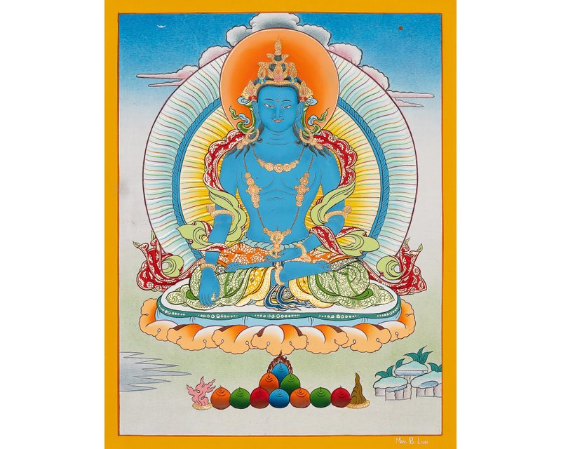 手工製作的米度卡唐卡 - 充滿慈悲智慧的真實象徵 - 壁貼/牆壁裝飾 - 其他材質 多色