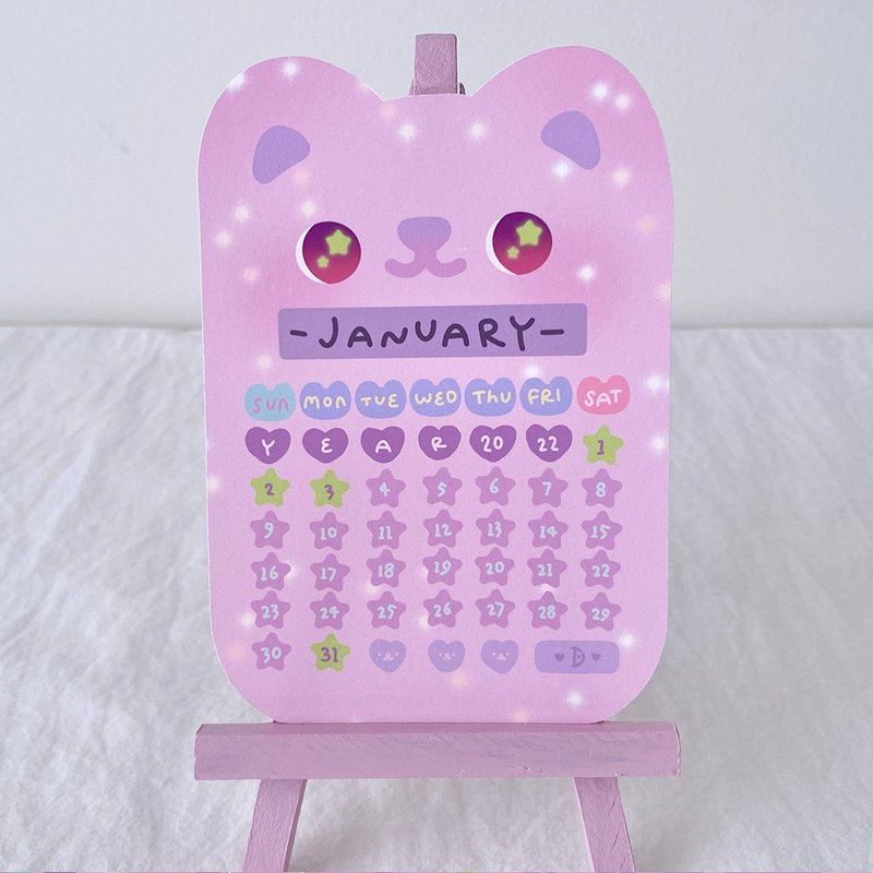 2022 pink bear new year calendar card set of 12 annual calendars Shop