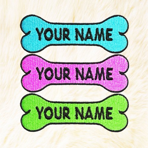 24PlanetsStudio Dog Bone Personalized Iron on Patch Your Name Your Text Buy 3 Get 1 Free