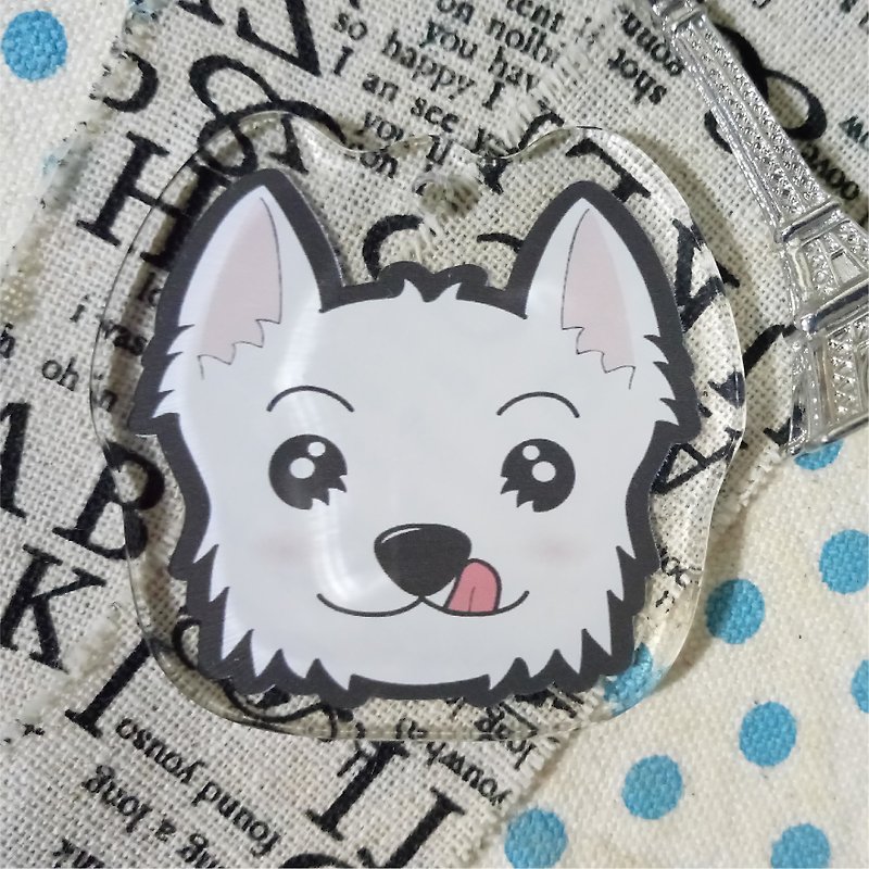 Q Version Stickers-West Highland White Terrier~ (Single Layer) Acrylic Charm (with key ring clasp) - Keychains - Acrylic 
