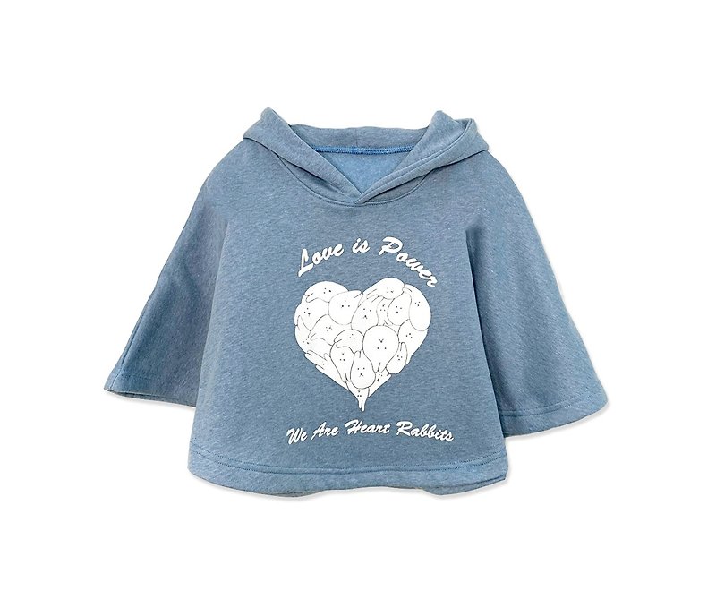 Mochi Rabbit heart poncho(kid) - เสื้อโค้ด - ผ้าฝ้าย/ผ้าลินิน สีน้ำเงิน