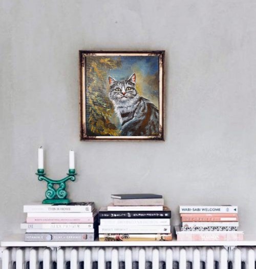 猫の肖像画 オリジナルアクリル画 動物画 トラ猫アート - ショップ