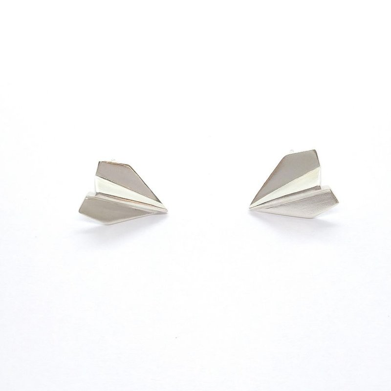 小小紙飛機  925銀耳環 - 耳環/耳夾/耳骨夾 - 銀 銀色