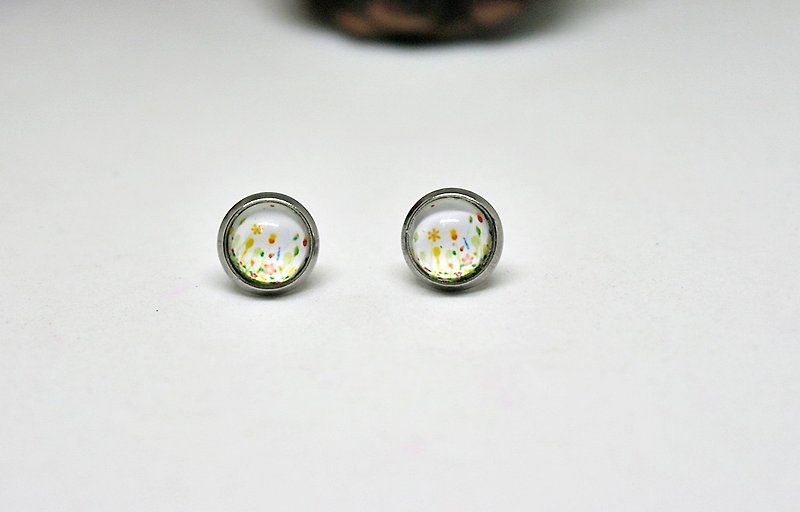 Time Gemstone X Stainless Steel Pin Earrings *Garden* - Earrings & Clip-ons - Other Metals Multicolor